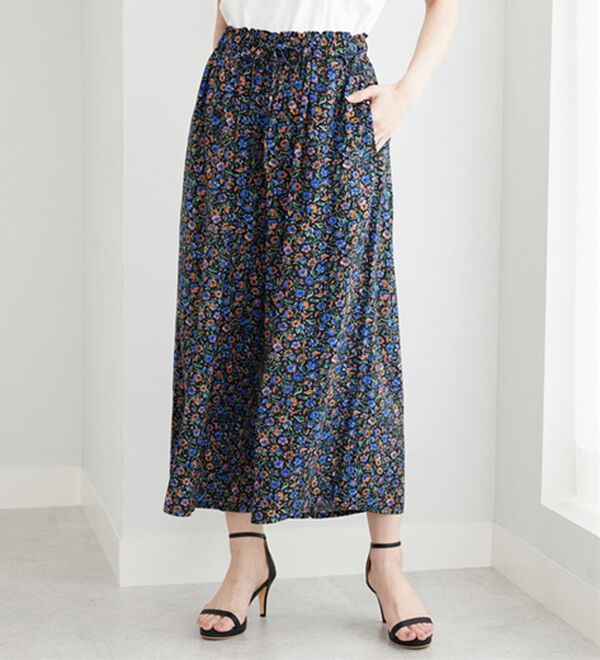 BELLUNA（ベルーナ）の「【接触冷感】レーヨン素材プリントワイドパンツ（ワイドパンツ・ガウチョ）」｜詳細画像