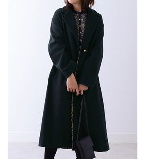 BELLUNA（ベルーナ）の「ウール調素材配色デザインコート（ロングコート）」｜ネイビー系