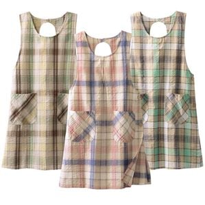 LAVIENNE（ラヴィエンヌ）の「【３色組】サッカー素材の涼やかチェックエプロン（エプロン）」｜3色組