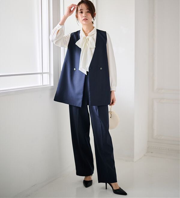 RANAN（ラナン）の「【２点セット】洗える！多機能バックフリルベストセットアップ（パンツスーツ）」｜詳細画像