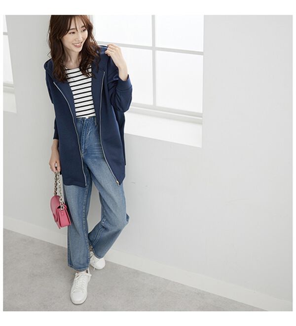 BELLUNA（ベルーナ）の「フードデザインとろみ素材ジップアップパーカー（パーカー）」｜詳細画像