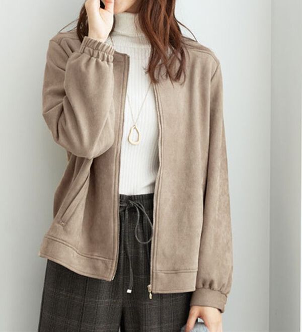 BELLUNA（ベルーナ）の「スエード調素材ノーカラージャケット（ノーカラージャケット）」｜詳細画像