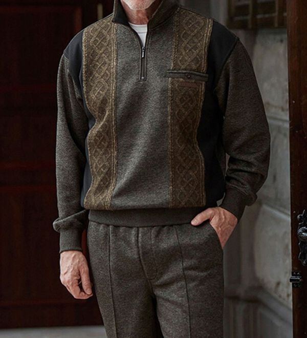 「上品さにこだわる紳士の杢調ホームスーツ（メンズルームウェア）」｜詳細画像