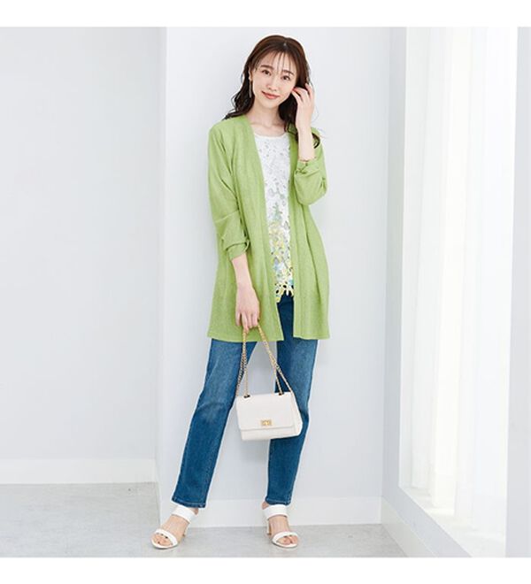 BELLUNA（ベルーナ）の「花柄プリントレースカーディガンアンサンブル（アンサンブル）」｜詳細画像