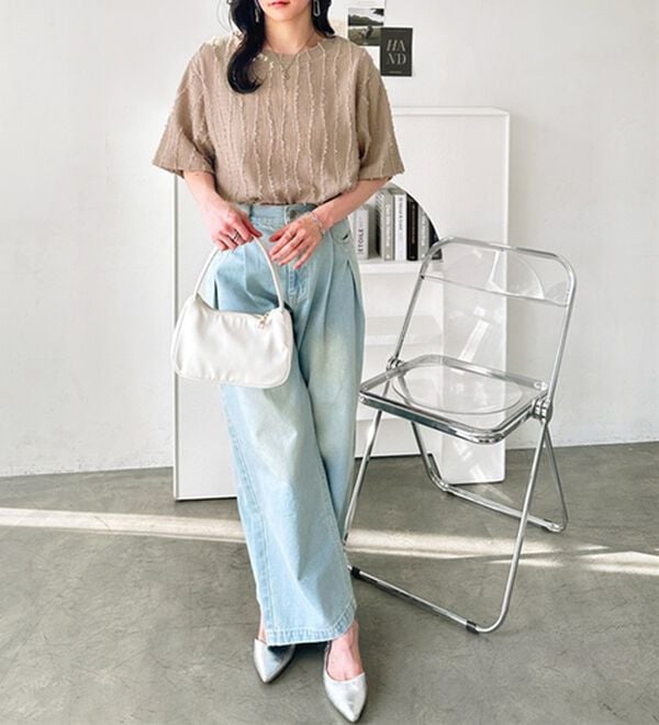 GeeRA（ジーラ）の「シャギージャカードＴシャツ（カットソー）」｜詳細画像