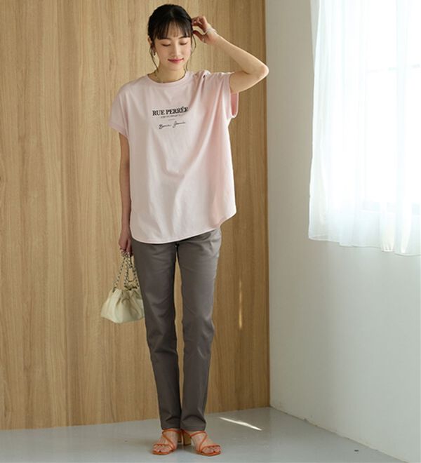 BELLUNA（ベルーナ）の「サラリ速乾！綿サテンストレッチカラーパンツ（フルレングスパンツ）」｜詳細画像