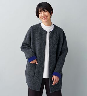 BELLUNA（ベルーナ）の「フォックス入り配色ニットコーディガン（その他ジャケット）」｜グレー系