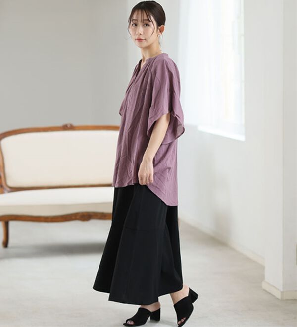 A HAPPY MARILYN（アハッピーマリリン）の「【Ｌ～６Ｌ】【風通るプレミアム】フレアスリーブワイドブラウス（ブラウス）」｜詳細画像