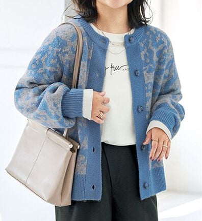 BELLUNA（ベルーナ）の「配色ジャカードニットショートカーディガン（ニットカーディガン）」