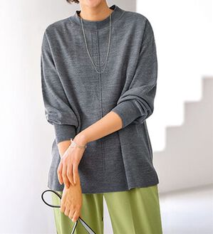 BELLUNA（ベルーナ）の「ふんわり袖カシミヤタッチプルオーバー（ニット・セーター）」｜杢グレー