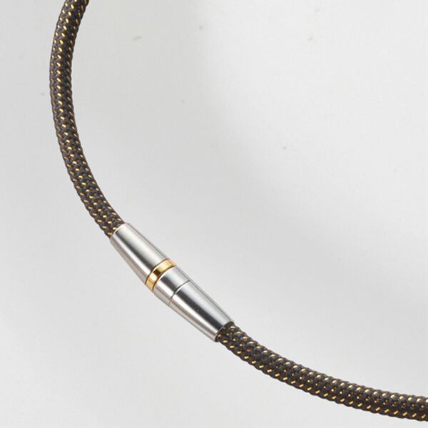 「＜ファイテン＞ＲＡＫＵＷＡ磁気チタンネックレス　メタルトップ（その他美容・健康機器）」｜ブラックゴールド