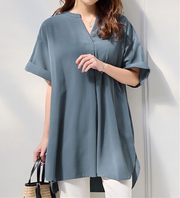 alotta（アロッタ）の「スキッパーとろみブラウスチュニック（ブラウス）」｜詳細画像