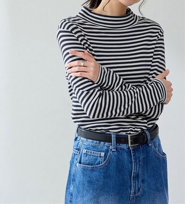 BELLUNA（ベルーナ）の「【選べる衿】肌に優しい綿１００％暖か発熱素材プルオーバー＜ベルホット　コットン＞（カットソー）」｜詳細画像