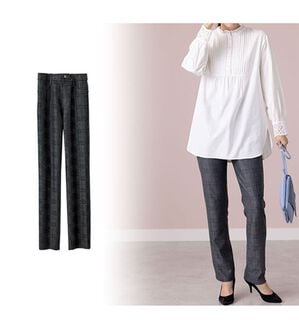 BELLUNA（ベルーナ）の「なめらかボンディング美脚ストレートパンツ（フルレングスパンツ）」｜グレンチェック