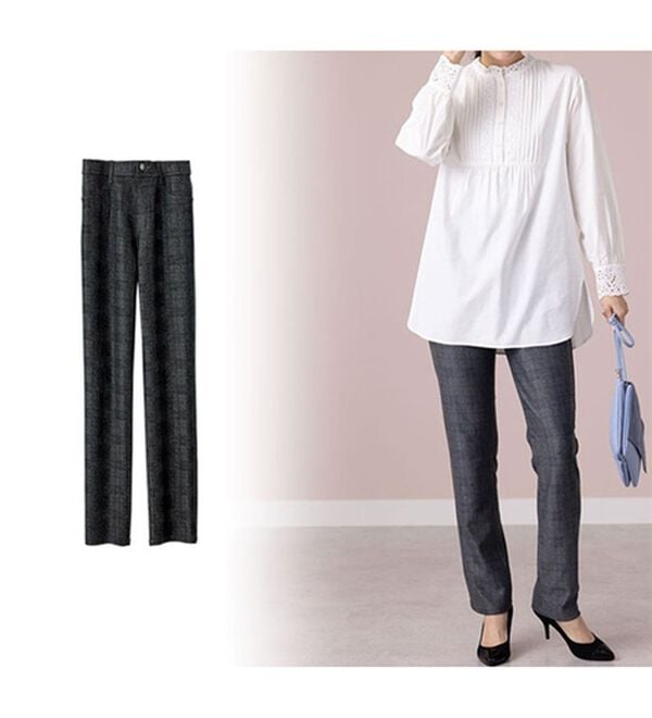 BELLUNA（ベルーナ）の「なめらかボンディング美脚ストレートパンツ（フルレングスパンツ）」｜グレンチェック