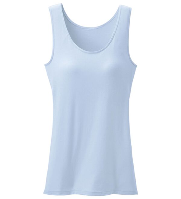 「【Ｓｉｌｋｙ　Ｆｉｔ】カップ付タンク（ブラトップ・カップ付きインナー）」｜アイスブルー