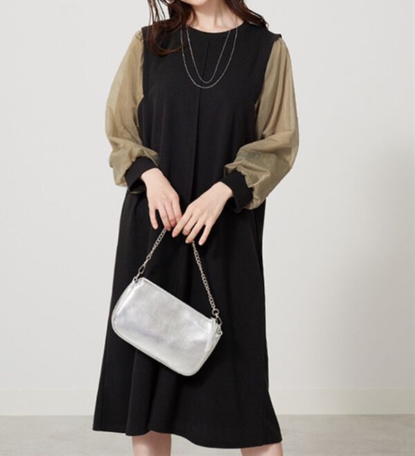 BELLUNA（ベルーナ）の「シアー袖デザインワンピース（その他ワンピース）」｜詳細画像