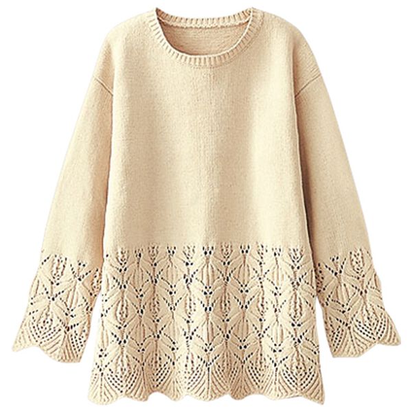 BELLUNA（ベルーナ）の「透かし編デザインモールニットプルオーバー（ニット・セーター）」｜アイボリー