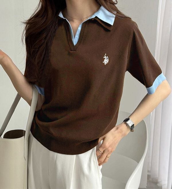 GeeRA（ジーラ）の「【ＵＳ．ＰＯＬＯ．ＡＳＳＮ】衿付ポロニットトップス（ニット・セーター）」｜詳細画像