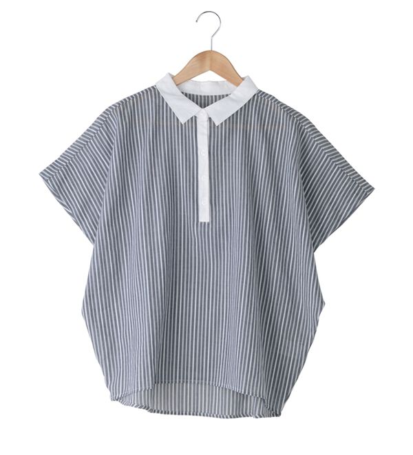 BELLUNA（ベルーナ）の「ストライプ柄衿配色ブラウス（ブラウス）」｜詳細画像