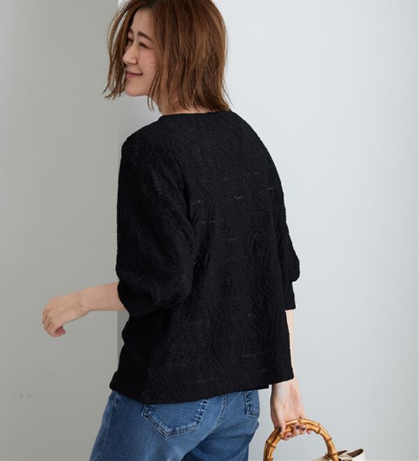 BELLUNA（ベルーナ）の「波柄シアージャカード素材カーディガン（ニットカーディガン）」｜詳細画像
