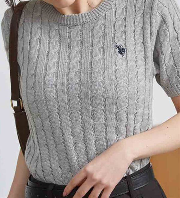 RANAN（ラナン）の「＜Ｕ．Ｓ．ＰＯＬＯ　ＡＳＳＮ．＞ワンポイント半袖ケーブルニット（ニット・セーター）」｜詳細画像