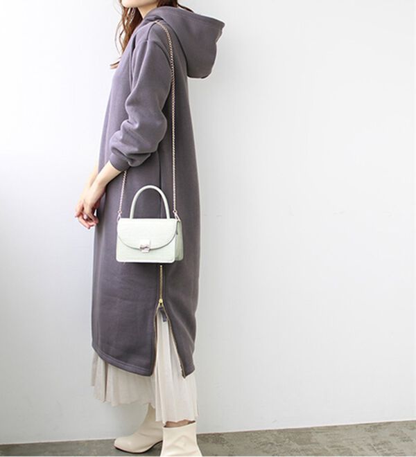 GeeRA（ジーラ）の「裏起毛裾ファスナーパーカーワンピース（カットソーワンピース）」｜詳細画像