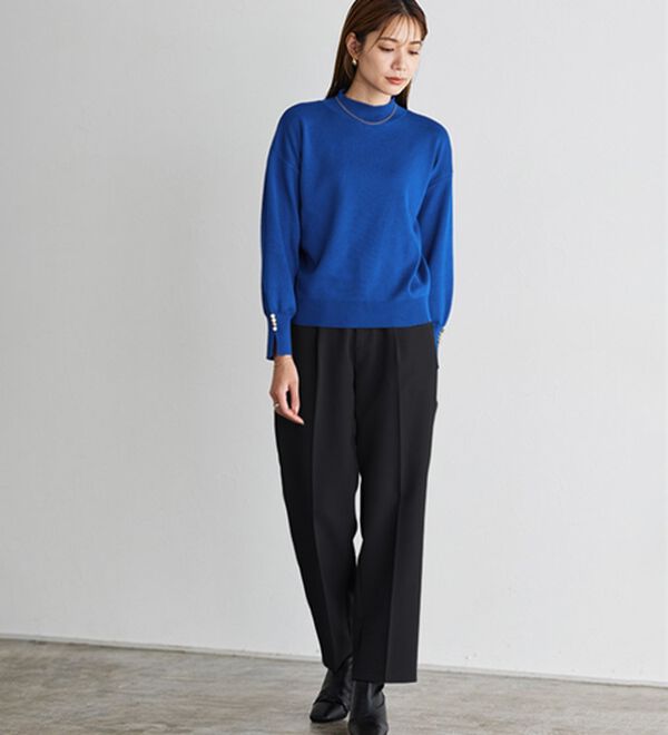 Pierrot（ピエロ）の「ゴールドボタンボリュームスリーブニット（ニット・セーター）」｜詳細画像