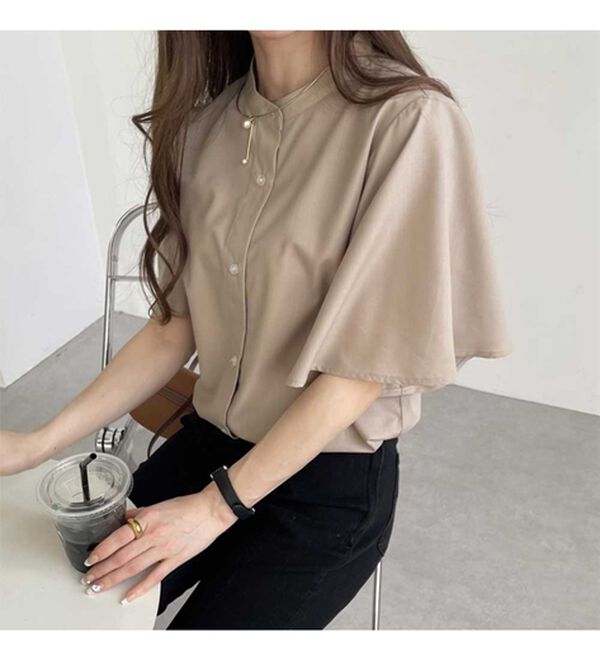 GeeRA（ジーラ）の「フレアー袖バンドカラーブラウス（ブラウス）」｜詳細画像