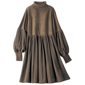 ルフラン（ルフラン）の「ニット切替のプリーツチュニック（チュニック）」｜ブラウン
