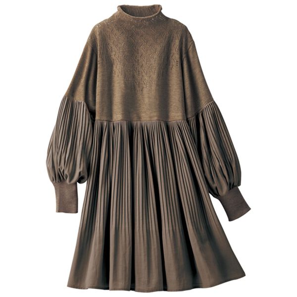 ルフラン（ルフラン）の「ニット切替のプリーツチュニック（チュニック）」｜ブラウン