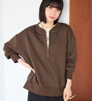 Viola e Viola（ヴィオラ エ ヴィオラ）の「抜け感！ハーフジップ大人スウェット（トレーナー・スウェット）」｜ブラウン