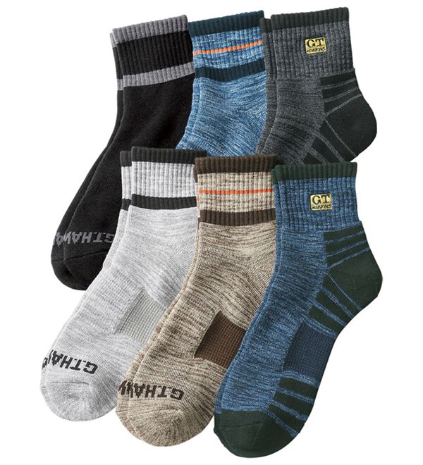 「【６足組】＜ＧＴホーキンス＞アーチサポート付裏パイルソックス（メンズ靴下・タイツ）」｜詳細画像