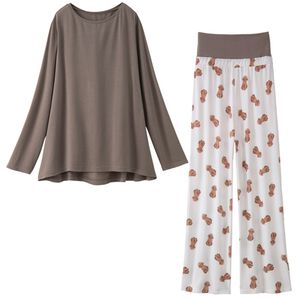 YU'NOW（ユナウ）の「【上下２点セット】ゆったりレーヨンブレンドハラマキパジャマ（パジャマ・ルームウェア）」｜ブラウン