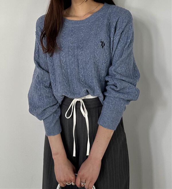 RANAN（ラナン）の「＜U.S.POLO ASSN.ユーエスポロアッスン＞ ワンポイントケーブルニット（ニット・セーター）」｜詳細画像