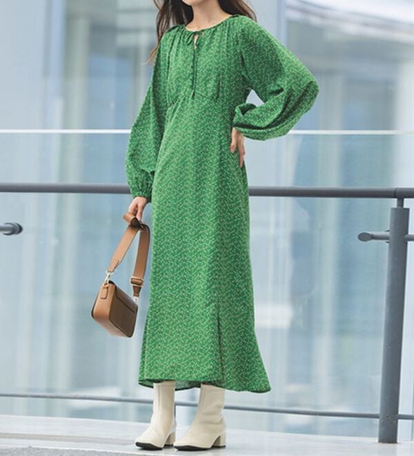 RANAN（ラナン）の「小花柄プリントマーメイドワンピース（プリントワンピース）」｜詳細画像