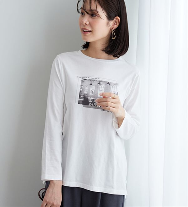 BELLUNA（ベルーナ）の「【着回しのミカタ！】綿100％大人顔サマ見えプリントロンT（カットソー）」｜詳細画像