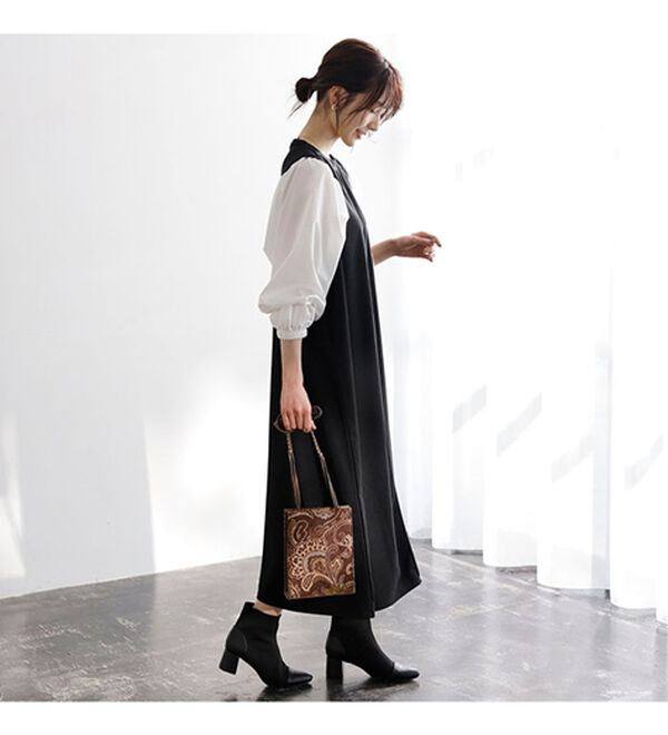 GeeRA（ジーラ）の「袖異素材カットソーワンピース（カットソーワンピース）」｜詳細画像