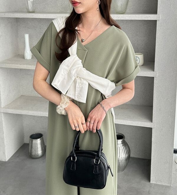 GeeRA（ジーラ）の「ひんやり快適！ジャカードスキッパーワンピ（カットソーワンピース）」｜詳細画像