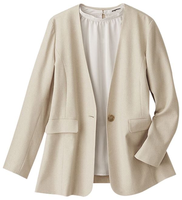 BELLUNA（ベルーナ）の「＜楽スタフィット＞ノーカラージャケット（ノーカラージャケット）」｜ベージュ