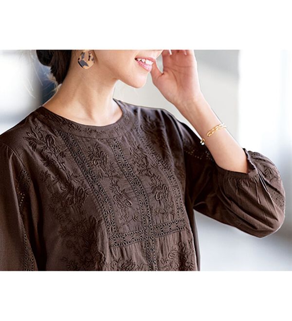 BELLUNA（ベルーナ）の「インド綿胸元デザインワンピース（その他ワンピース）」｜詳細画像