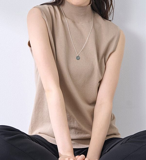 BELLUNA（ベルーナ）の「Ｔシャツが苦手な方に！ひんやり綿混ニットＴ【選べるデザイン】（ニット・セーター）」｜詳細画像