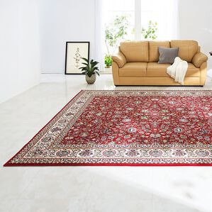 「厚みが選べる高級柄プリントはっ水カーペット（カーペット）」｜更紗レッド