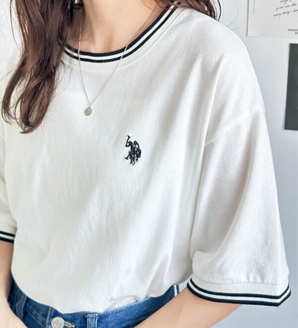 GeeRA（ジーラ）の「【ＵＳ．ＰＯＬＯ．ＡＳＳＮ】ライン配色Ｔシャツ（Tシャツ）」｜詳細画像