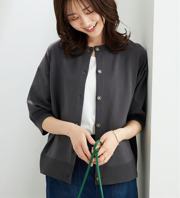 BELLUNA（ベルーナ）の「【快適Ｌａｂ．】洗える！軽い！５分袖ニットカーディガン（ニットカーディガン）」｜詳細画像