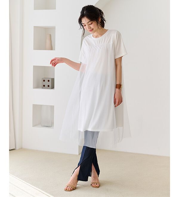 RANAN（ラナン）の「ひんやり！チュールレイヤードチュニックワンピース（チュニックワンピース）」｜詳細画像