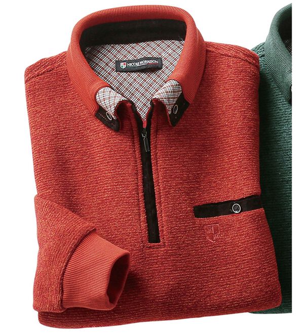 「＜ニコル　モリソン＞暖か衿デザイントレーナー　お洒落衿（メンズトレーナー）」｜詳細画像