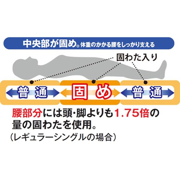 「腰に優しい日本製防ダニ・抗菌防臭＆バランス敷布団（敷布団）」｜詳細画像