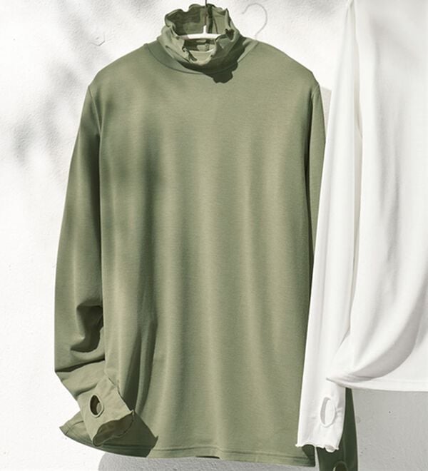 BELLUNA（ベルーナ）の「着るだけＵＶ対策シアーインナー（カットソー）」｜オリーブ