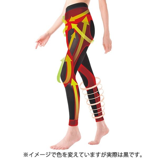 「ひざらくテーピングスパッツ（スパッツ・レギンス）」｜ブラック(10分丈)